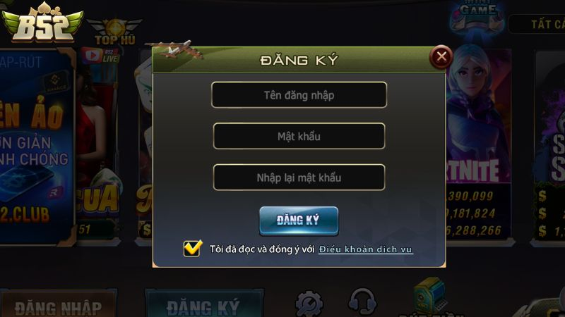 B52CLUB cuộc cách mạng chơi game đổi thưởng hấp dẫn 4 Đăng ký đăng nhập B52CLUB