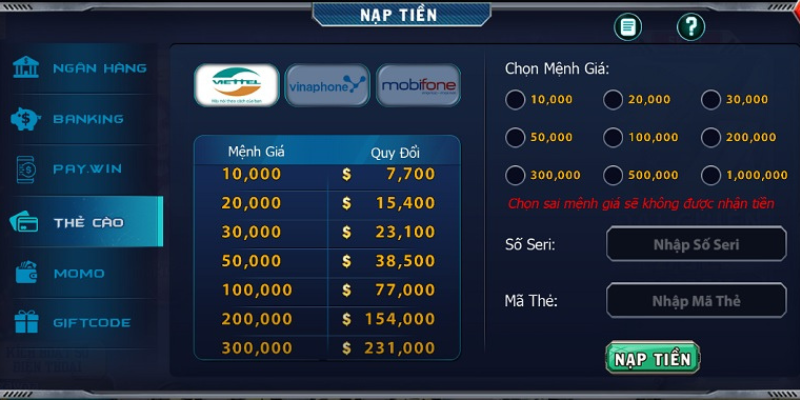 B52CLUB cuộc cách mạng chơi game đổi thưởng hấp dẫn 6 Nạp và rút tiền B52CLUB